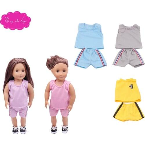 18 inch Girls doll clothes Casual sports wear gym suit ball uniform American newborn dress Baby toys fit 43 cm baby dolls c141