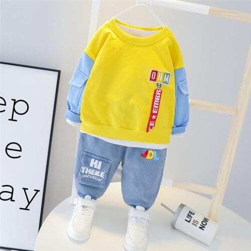 Baby Girls Boys Clothing 2020 Spring Toddler Children Clothes Suit Cotton Kids T Shirt jeans Pants 2Pcs/Sets Infant Tracksuits