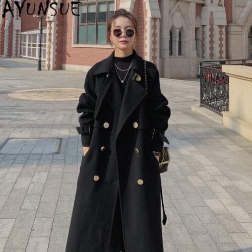 AYUNSUE High Quality Wool Coat Women Thick Woman Fashion Autumn Winter Jacket Long Korean Style Clothes Womens Outwear Abrigos
