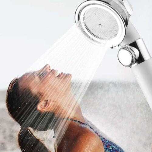 3 Gear Adjustable Shower Head Bathroom Shower Filter Accessories Handheld Water Saving Flow Stop High Pressure Rain Shower Head