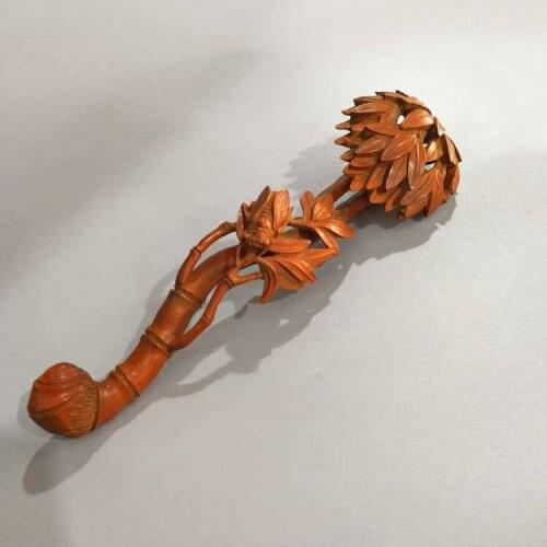 Antique Antique collection of poplar antique Ganoderma lucidum ruyi/Business gifts/All the best/antique wood carving