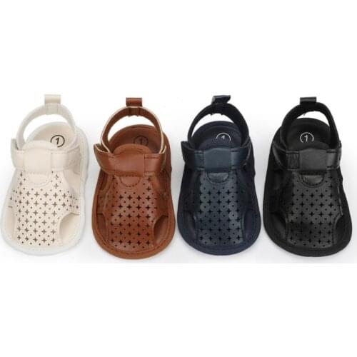 Summer Newborn Infant Baby Boys PU Sandals Soft Sole Anti Slip Solid color Prewalkers 0-18M