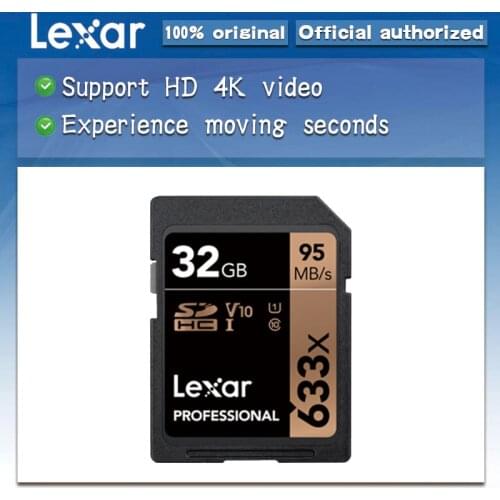 Free shipping Lexar 32GB SD Card Class10 633x U3 SDHC SDXC 128GB Memory Card UHS-I C10 64GB max95MB/s 16GB Carte SD for camera