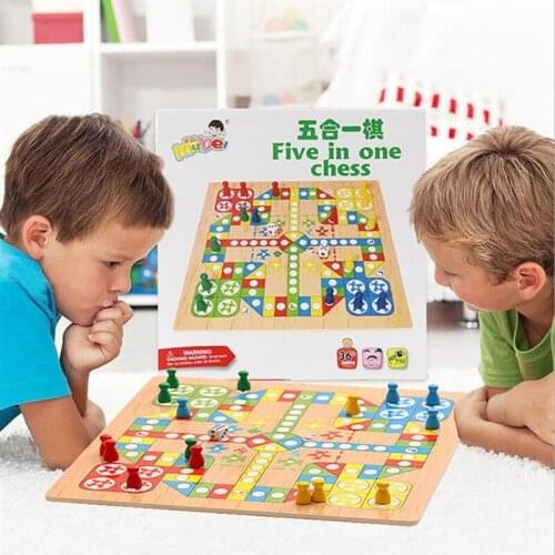 Checkers Flight Five-in-a-row Tabletop Game Children Special Education Wooden Toys Multi-functional Chess High Quality Safety