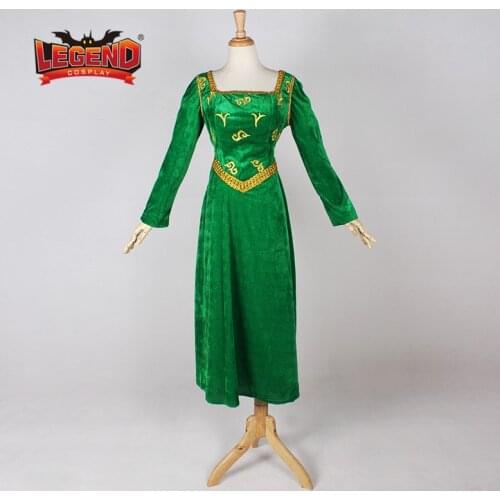 Shrek Princess Fiona Green Dress Cosplay Costume Women Outfit adult princess dress