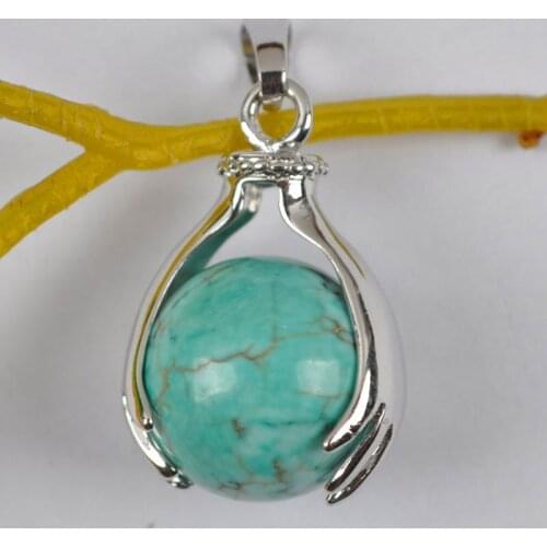 Blue Howlite Round Bead GEM Pendant Jewelry For Gift S343