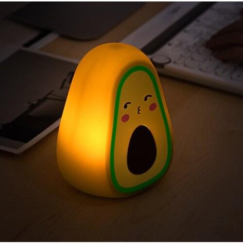 Led Night Light Avocado Silicone Lamp USB Charging Cute Cartoon Children Fruit Color Silicone Ambient Light For Bedroom Decor