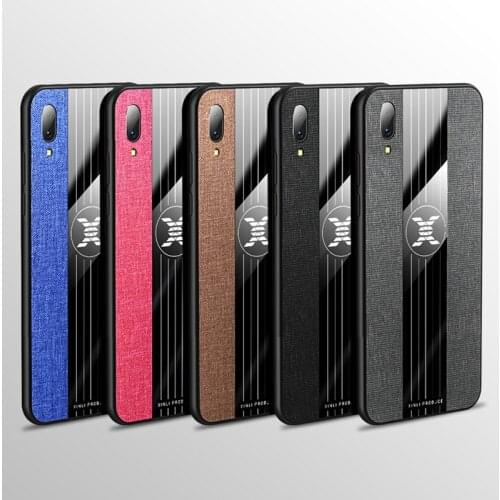 Back Cover for VIVO Y91C Y91i Y93 Y93S Y97 Y91 C I S Luxury Cloth with Metal Magnetic Finger Ring Stand Phone Holder Fabric Case