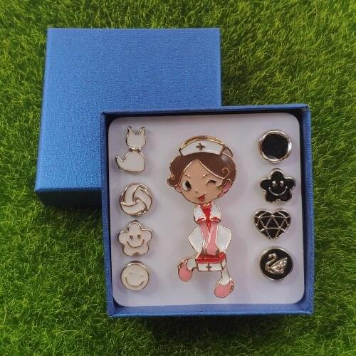 Pearl Enamel Brooch Pins Split Hair Girl Beautiful Nurse Doctor Angel In White Medical Syringe Breastpin Birthday Gift DF121-140