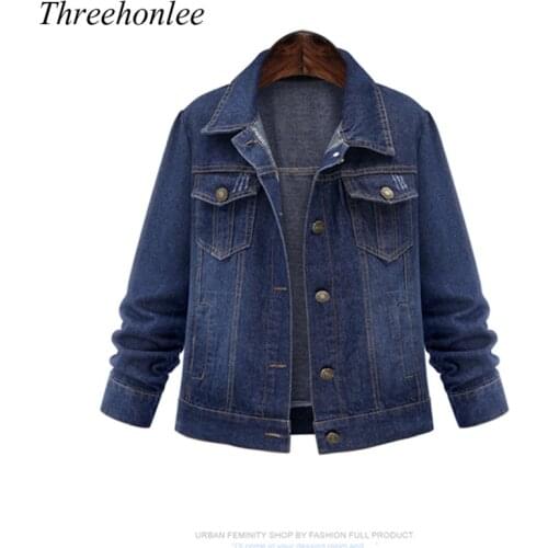 Plus Size 2021 Autumn Women Denim Jacket High Quality Long Sleeve Short Denim Coat For Women Jeans Jacket Outwear