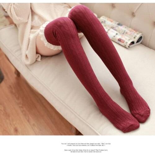 Women Lady Winter White Lace Floral Knitted Pattern Stocking Autumn Warm Over The Knee Thigh High Soft Stockings New Fashion