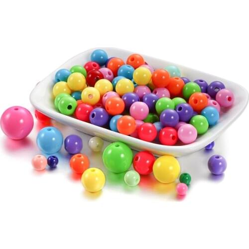 200Pcs 6-20mm Mixed Plastic Acrylic Beads Colorful Round Loose Spacer Beads For DIY Jewelry Making Findings Accessories Suppiles