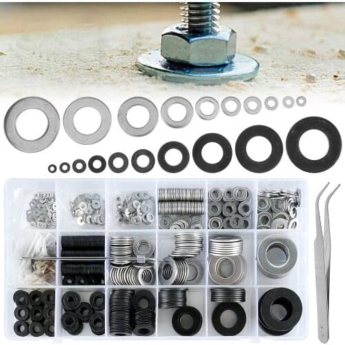 1300Pcs Flat Washers Assortment Set Lock Washers Hardware Gasket Assortment Kit M2-M12 For Factories Repair Home Improvement