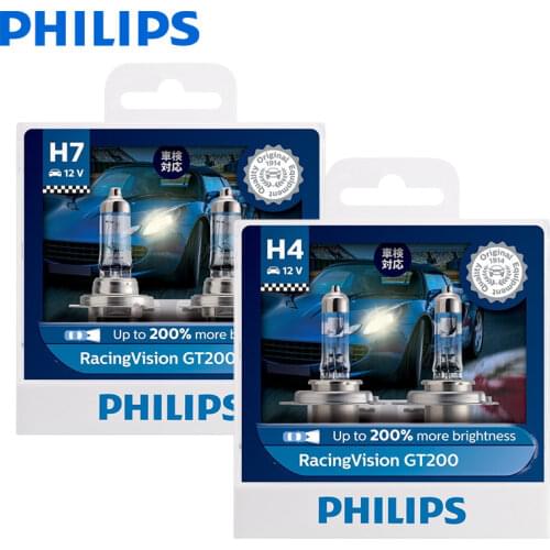 2X Philips H4 H7 9003 HB2 12V Racing Vision Xenon White Light Halogen Headlight 150% Brighter Car Bulb Auto Genuine OEM Lamp RV