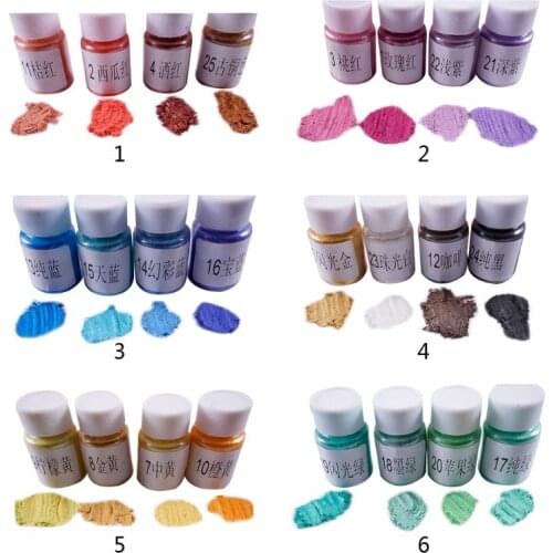 4 Pcs/set DIY Crystal Epoxy Pearlescent Powder Slim Material Mica Glitter Crystal Mud Filler T4MD