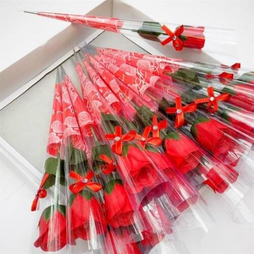 50pcs Romantic Artificial Rose Flowers Valentines Day Wedding Decoration Soap Artificial Flowers Novelty Teachers Day Gift
