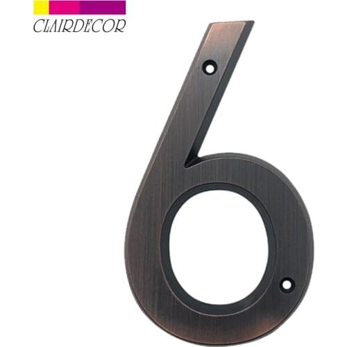 6 in 152mm Big House Number Door Address Number Zinc Alloy Screw Mounted Outdoor Address Sign #6 Aged bronze Color