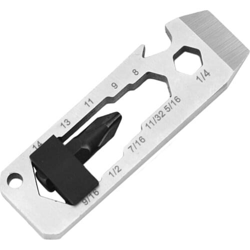 7 In 1 Stainless Steel Outdoor Tools Carabiner Clip Bottle Opener Keychain Ring Climbing Accessories Multifunction EDC Card Tool