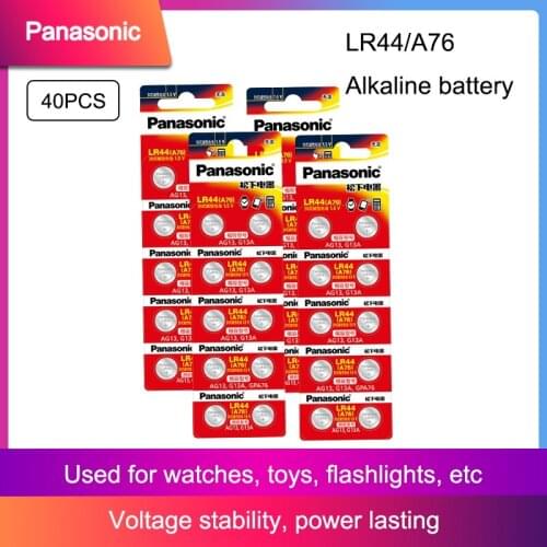 40Pcs/4Packs PANASONIC LR44 A76 AG13 0%Hg SR1154 357 LR 44 1.5V Cell battery batteries For calculator 0%Hg