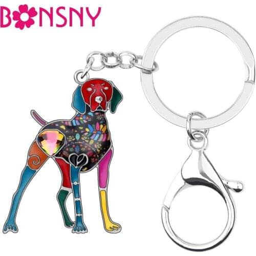 Bonsny Enamel Alloy Rhinestone Floral Doberman Dog Key chains Key Rings Car Purse Bag Decorations Keychains For Women Girls Gift