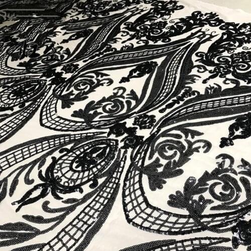 GLace 2Pcs/lot European court style elastic mesh embroidered sequin fabric wedding dress costume cloth accessories TX1215