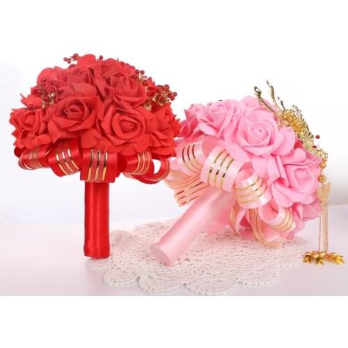 Elegant Red Bridal Bouquets New Arrival 2020 Bridal Bouquets Red/ Dark Red/ Pink Bouquets 26*23cm