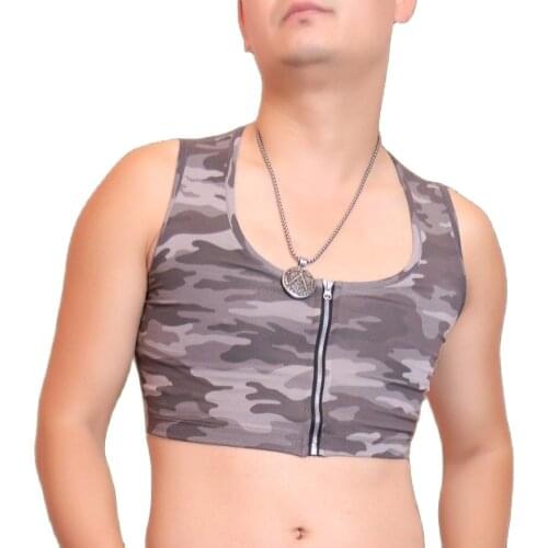 Fad Camouflage Lycra Pattern Jacket Slim Tights Tank Top Body Shaper Mens Outdoor Sport Minicoat Vest Sleeveless Short Waistcoat