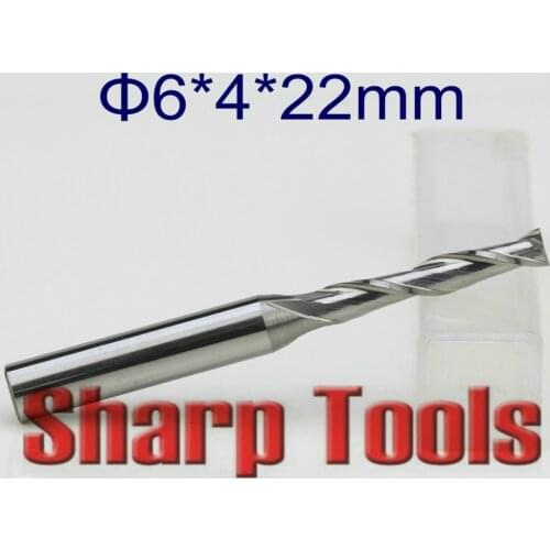 6*4*22mm Two Flute Carbide CNC Mill End Engraving Bits, Wood Milling Cutter Set 5pcs, Free Shipping CNC Bit Router Machine Tools