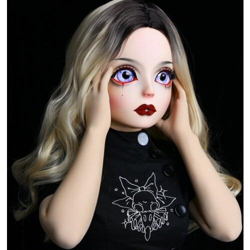 HIDOLLS 01) Handmade Female Girl Silica Resin Half Head Cosplay Japanese Role Play BJD Kigurumi Masks Crossdresser Doll Mask