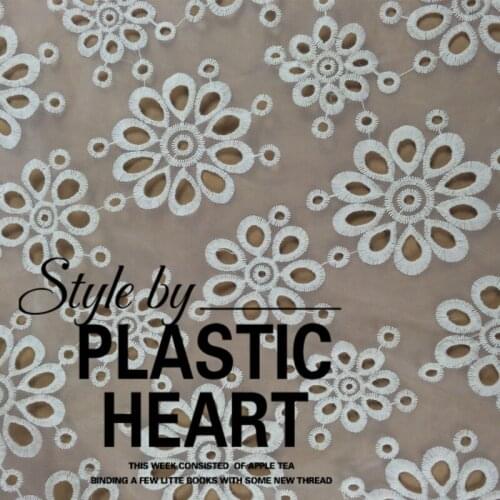 LEO&LIN Cotton embroidered handmade diy wedding clothing lace dress beige organza fabric processing (1 meter)