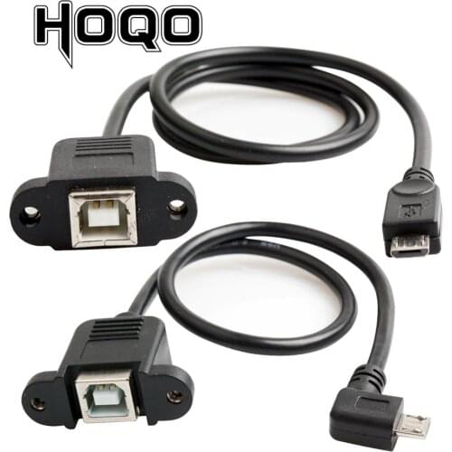 USB Type-B Printer Panel Mount USB 2.0 B Female Socket to Micro USB 5 Pin Male Connector Cable Cord 1FT/1.5FT