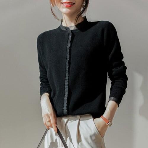 2021 New Women Jackets 100% Wool Knitted Lace Cardigans Hot Sale Long Sleeve Sweaters Soft Fashion Female Knitwears