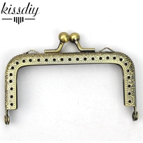 KISSDIY 20 pcs/lot 8.5cm Bronze Square Metal Purse Frame Elegant Press vintage coin kiss clasp Handle for Bag hardware accessory