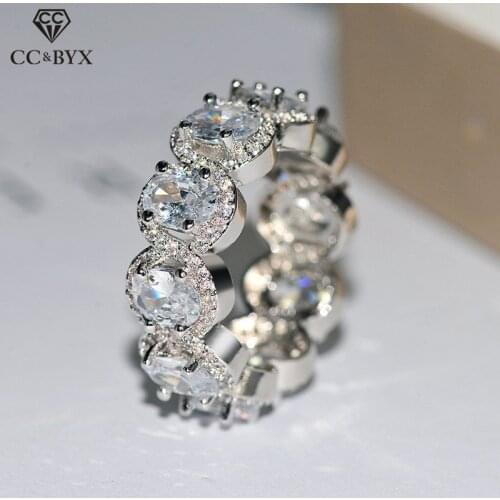 CC Rings For Women S925 Silver Bridal Wedding Oval Cubic Zirconia Engagement Ring Fine Jewelry Femme Drop Shipping CC3122