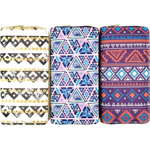 KANDRA Abstract Art Triangle Pattern Female Wallet for Women PU Leather Long Wallet 2020 Ladies Purse Phone Bag Card Holder