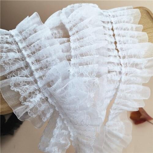 2020 new Korean style basic pleated cuffs doll skirt double layer pleated ribbon lace accessories