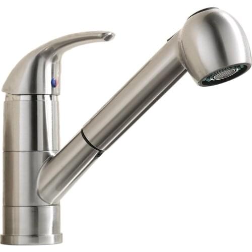 Best Brushed Nickel Stainless Steel Single Handle Pull Out Sprayer Bar Kitchen Sink Faucet, Small Pull Down Kitchen Sink Faucet