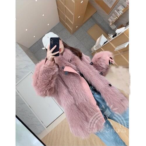 New Real genuine natural fox fur coat women fashion loose style warm jacket winter overcoat outwear for girl