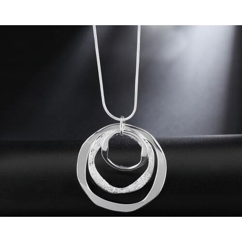 Fine Popular brand 925 Sterling Silver Bohemia three circle pendant Necklace For Women luxury Wedding Jewelry party Holiday gift