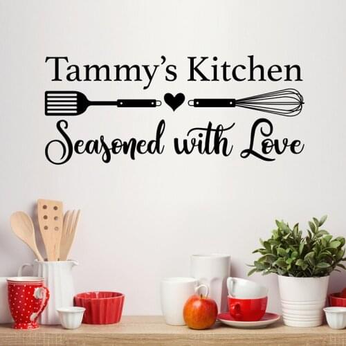 Personalized Name Kitchen Wall Sticker Seasoned with Love Otaku sticker Vinyl Wall decalFor Home Dining T2000407