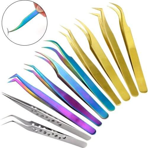 Eyelashes Tweezers Volume Lashes Stainless Steel High Precision Tweezer Lash Accesories Non-magnetic Eyelash Extension Supplies