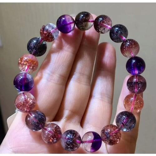 Genuine Natural Super Seven Lepidocrocite Quartz 11mm Woman Lady Man Bracelet Certificate Round Beads Crystal AAAAAA