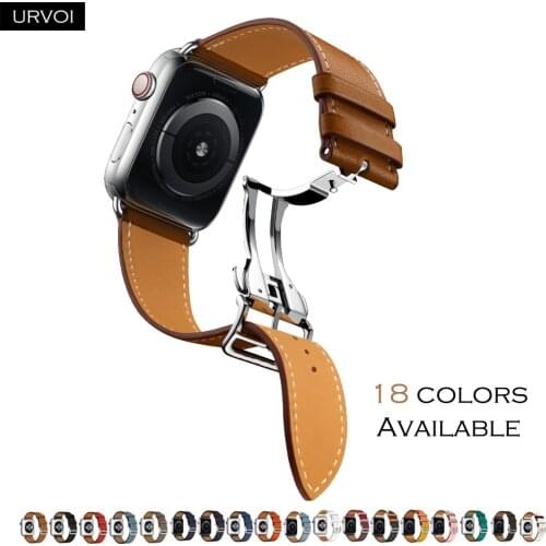 URVOI Deployment buckle band for apple watch series 6 SE 5 4 3 strap for iwatch belt Single Tour Watch strap Swift Leather
