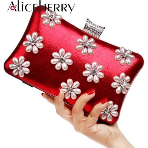 Luxury Handbags Women Bags Designer Diamond Crystal Pearl Small Flower Shoulder Bag Ladies Wedding Party Purses and Handbags Bag