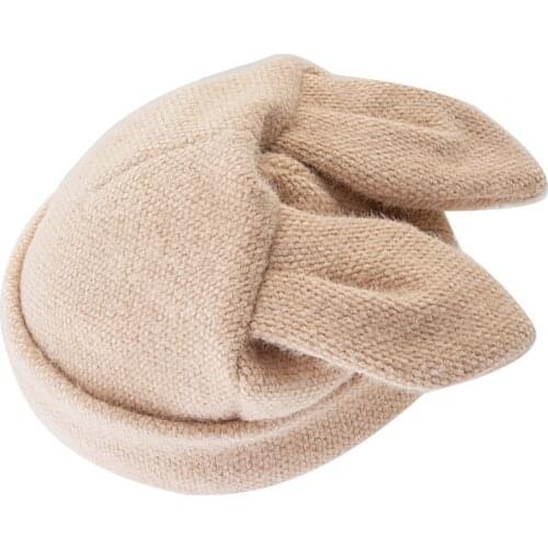 Autumn Winter Beanies Hats Warm Women Girls Knitted Solid Color Hat Beanies Bonnet Rabbit Ears Shape Cap Cute Accessory 3 Colors