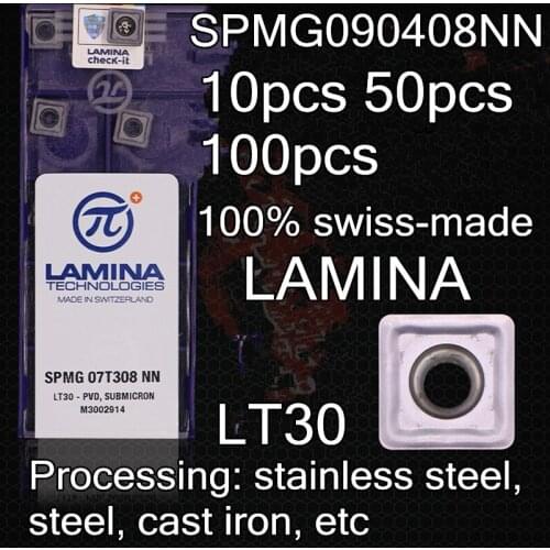 SPMG090408NN-LT30 10pcs 50pcs 100pcs 100% swiss-made Lamina Carbide insert Processing: stainless steel, steel, cast iron