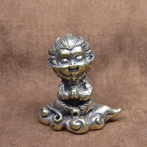 Antique Copper Chinese Superhero Monkey King Figurines Ornament Vintage Brass Home Decoration Accessories for Living Rooms Decor