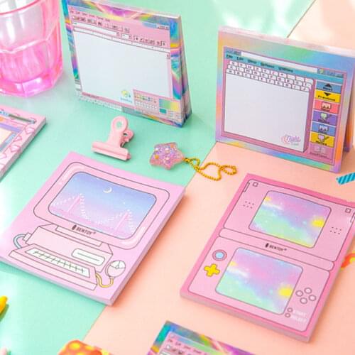 Japanese design Retro sticky note Pink color compute game pad memo label Stationery girl gift Office School supplies A6459