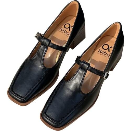 Lolita Shoes Female Retro T-buckle Thick-heeled High-heeled Mary Jane Student Single Shoes Japanese Jk Square Head 2021 New