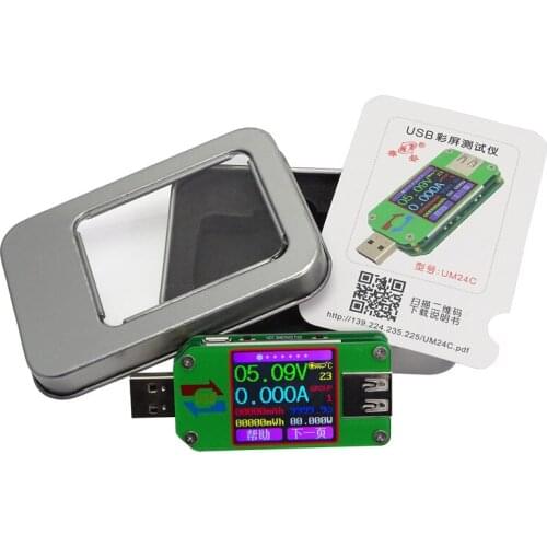 UM24 UM24C 2.0 Color USB Tester LCD Display Voltage Current Meter Voltmeter Ammeter Battery Charge Measure Cable Impedance Tool